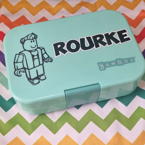 Roblox Character & Double Layer Name {Obe Font} Personalised Lunchbox Decal