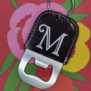 Monogram Personalised Bottle Opener Keychain- Keyring - Leather Gift Groomsman Wedding 18th