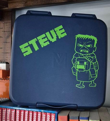 Minecraft Chicken Jockey & Name Lunchbox Laptop Decal Sticker (Alt Mine Craft Font) Movie