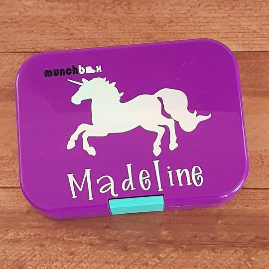 Galloping Unicorn & Name Personalised Label - Lunchbox Sticker {Sparkle Font}