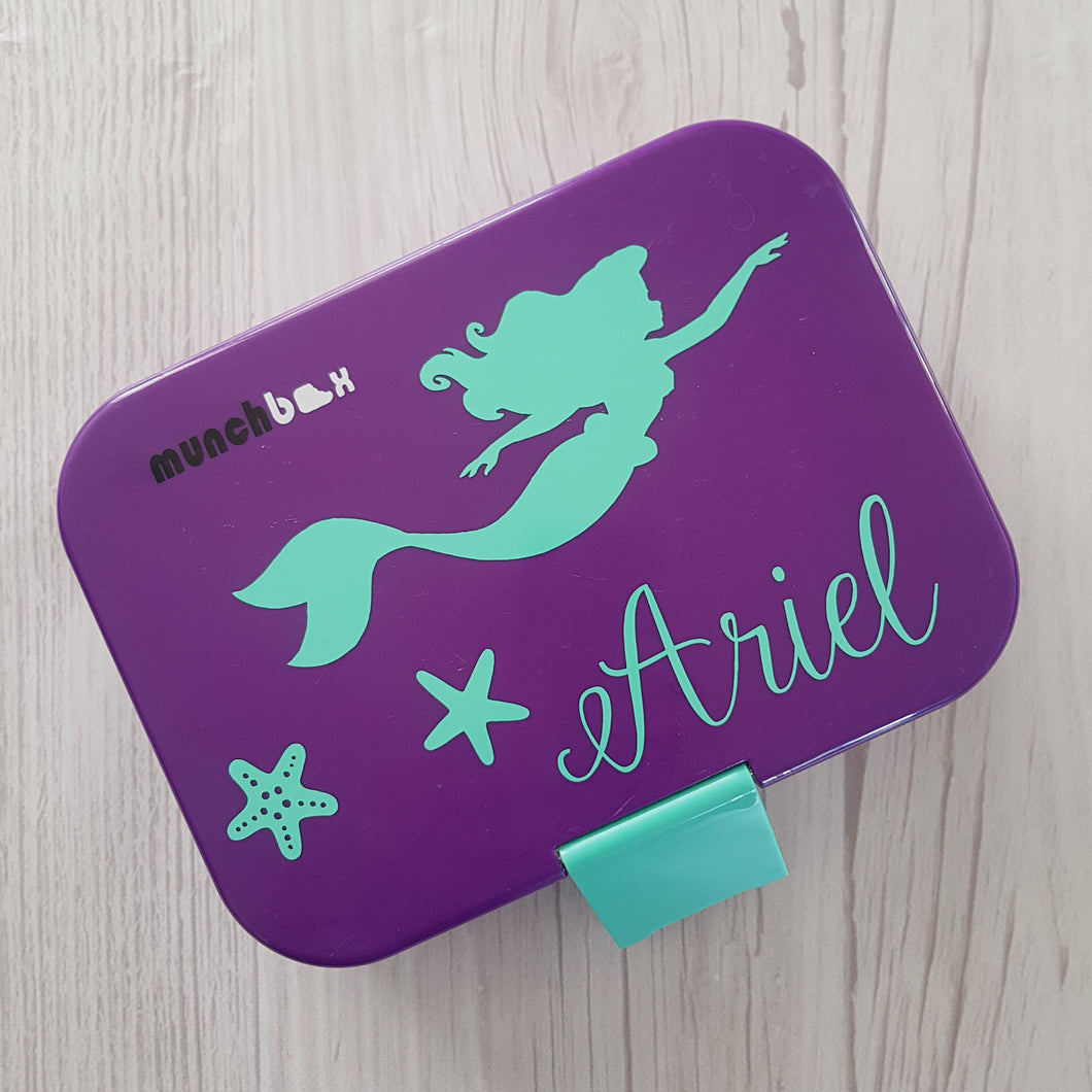 Ariel Mermaid Starfish & Name Lunchbox Decal Sticker (Princess Amelia)