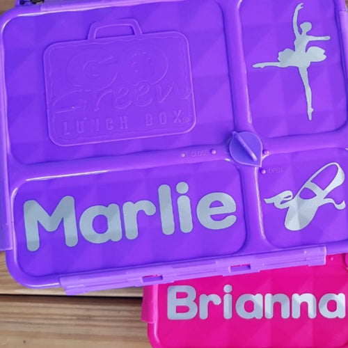 Go Green Lunchbox Label Set - Name & 2 Icons - Personalised Label - Mix & Match