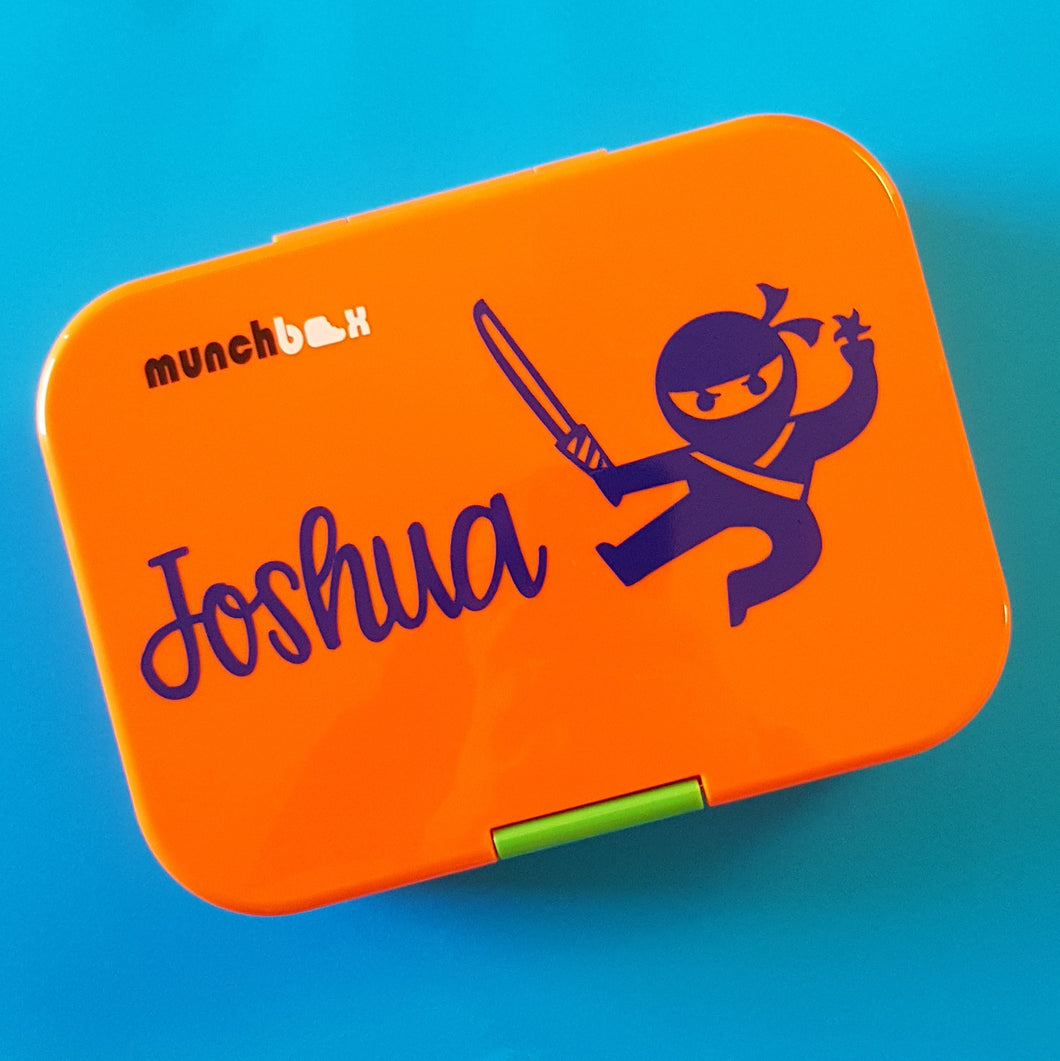 Ninja & Name Personalised Lunchbox Laptop Decal Sticker {CG Font}