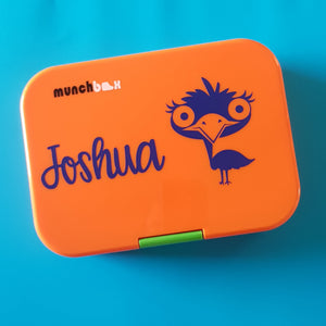 Emu and Name Personalised Lunchbox Laptop Decal Sticker {CG Font}