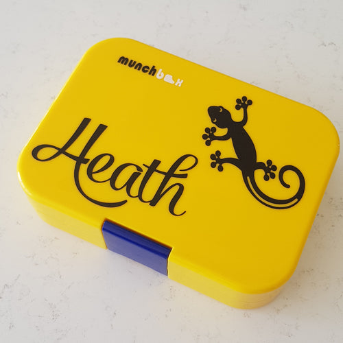 Ghekko & Name Personalised Lunchbox Laptop Decal Sticker {Lizard Font}