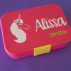 Unicorn Headshot & Name Personalised Lunchbox Bento Label Sticker {CG Font}