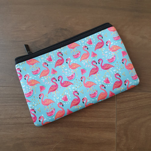 Personalised Neoprene Pencil / Makeup Case - Flamingo - Back to School