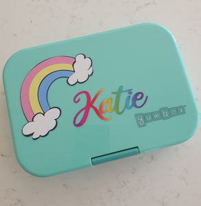 Pastel Rainbow & Name - Personalised Lunchbox Decal Sticker