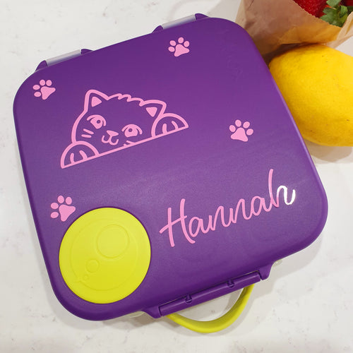 Kitten Lunchbox Name Decal - Spring Cat {Wilma Font} - Vinyl Label Sticker