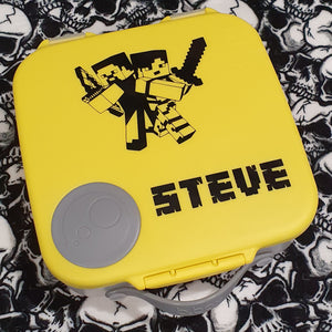 Minecraft Steve Battle Design & Name Cutout Lunchbox Decal Gamer Sticker