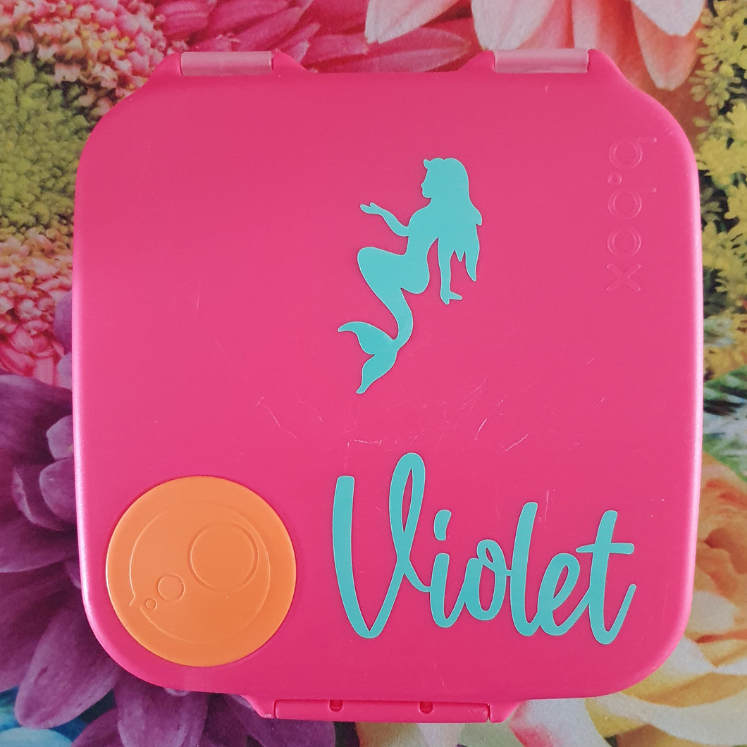 Mermaid Silhouette & Name Lunchbox Decal Sticker {Daisy Font}- Dance Ballet