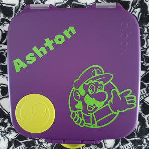 Large Luigi & Name Nintendo Switch Label (4/4.5") - Lunchbox Decal Sticker