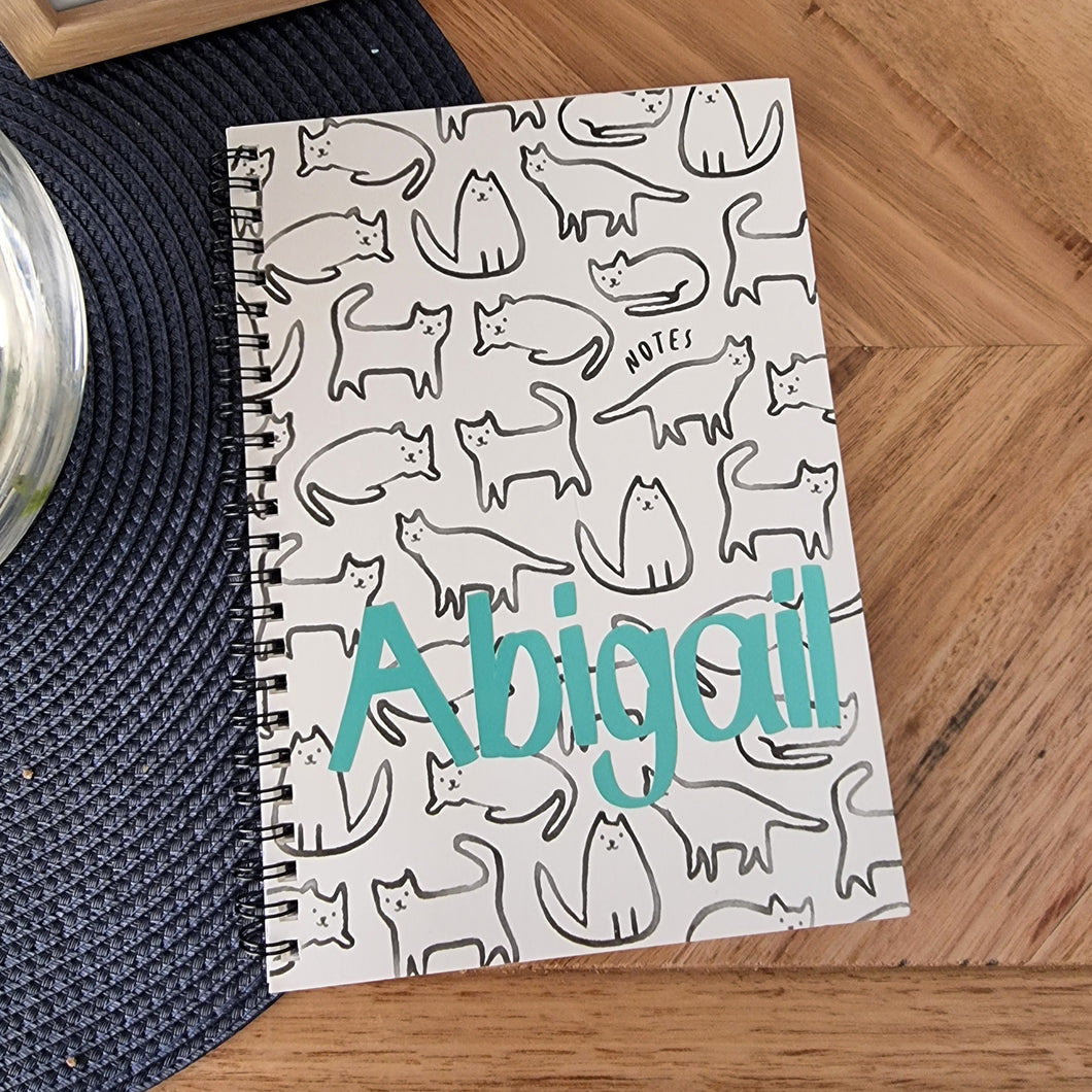 Personalised Notebook - Cartoon Cats Print A5 Book