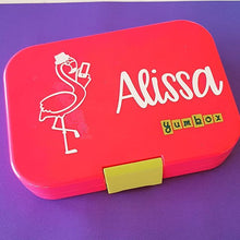 Cool Flamingo Personalised Name Decal - Lunchbox / Laptop Sticker {CG Font}