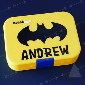 Bat Logo & Name Lunchbox Decal Sticker {Zoo Font}