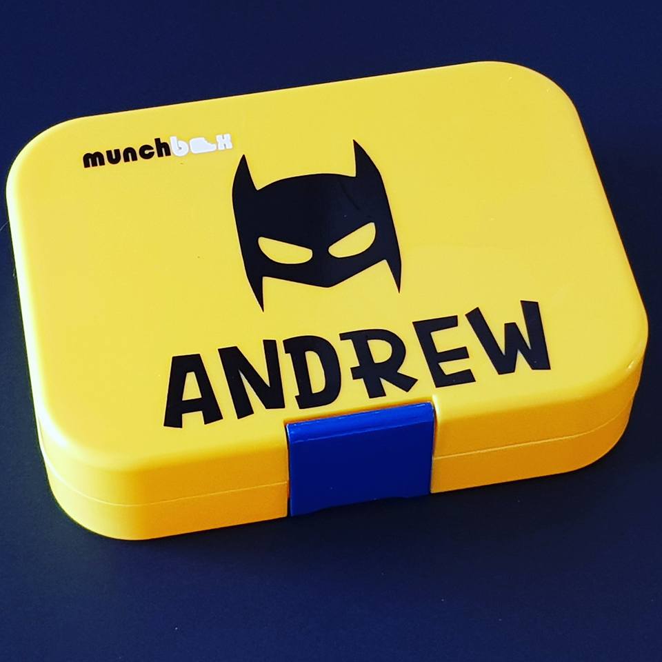 Batman Mask & Name Personalised Lunchbox Label - Custom Sticker Laptop Drink Bottle