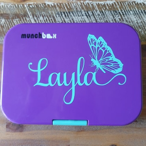 Lacey Samantha Madam Butterfly Lunchbox Name Decal - Vinyl Label Sticker
