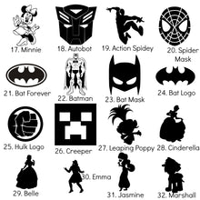 Medium Silhouette Adhesive Vinyl Icon Sticker - Medium 5" Large Character Icons - Mickey Batman Mario Kitty