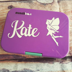 Fairy & Name Personalised Lunchbox /Drink Bottle Bento Sticker Label {Antero Font}
