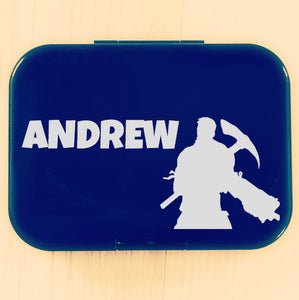 Fortnite Pickaxe Soldier & Name Personalised Label - Lunchbox/Laptop {Lucky Font}