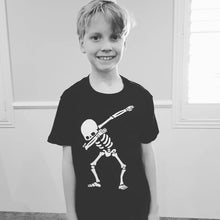 Dabbing Skeleton Kids Shirt - Size 1 - 16 Organic Black Cotton