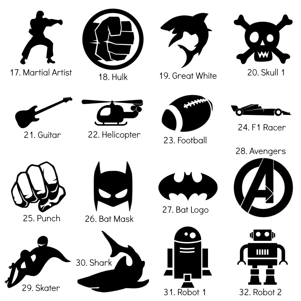 Small Iron-On Silhouette Icons - DIY Heat Transfer Decal - 6cm / 2.5