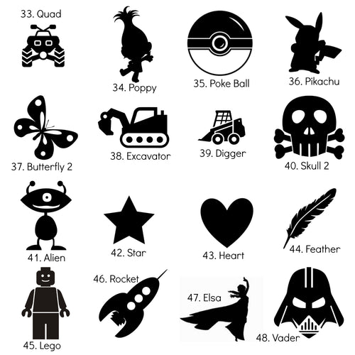 Extra Large Iron-On Silhouette Icons - DIY Heat Transfer Decal - 20cm / 8