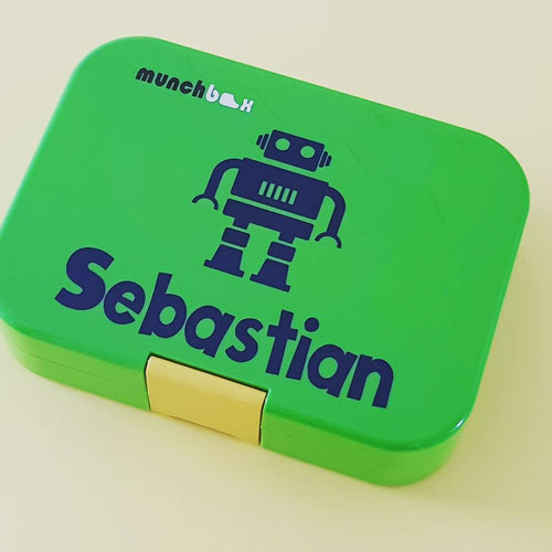 Robot & Name Personalised Decal - lunchbox / Laptop Name Decal