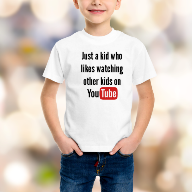 You Tube Kids Shirt - Size 1 - 16 Organic White Cotton