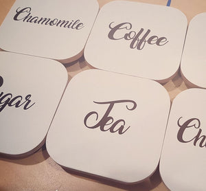 3" / 8cm Pantry or Coffee Tea & Sugar Labels ~ Amari Font